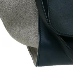 Pre Owned Celine Tri Color Leather and Canvas Small Trapeze Shoulder Bag