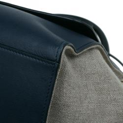 Pre Owned Celine Tri Color Leather and Canvas Small Trapeze Shoulder Bag