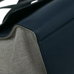 Pre Owned Celine Tri Color Leather and Canvas Small Trapeze Shoulder Bag