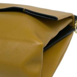 Pre Owned Celine Tan Calfskin Leather Blade Flap Bag