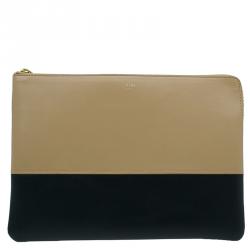 Pre Owned Celine Bi Color Leather Solo Clutch