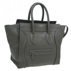 Pre Owned Celine Grey Leather Mini Luggage Tote Bag