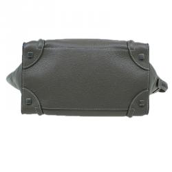 Pre Owned Celine Grey Leather Mini Luggage Tote Bag