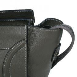 Pre Owned Celine Grey Leather Mini Luggage Tote Bag