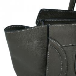 Pre Owned Celine Grey Leather Mini Luggage Tote Bag