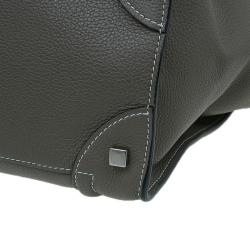 Pre Owned Celine Grey Leather Mini Luggage Tote Bag
