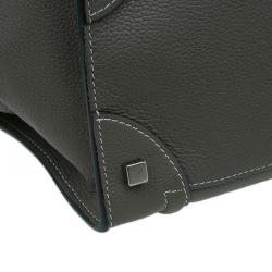 Pre Owned Celine Grey Leather Mini Luggage Tote Bag