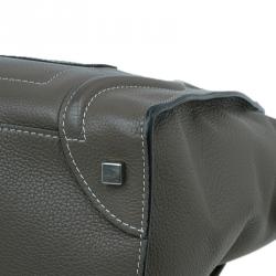 Pre Owned Celine Grey Leather Mini Luggage Tote Bag