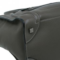 Pre Owned Celine Grey Leather Mini Luggage Tote Bag