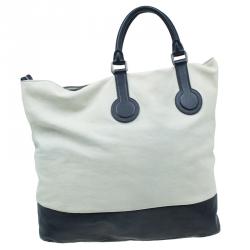 Pre Owned Celine White And Black Leather Oversized Folded Tote