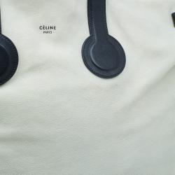 Pre Owned Celine White And Black Leather Oversized Folded Tote