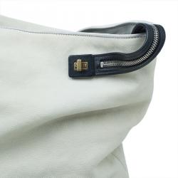 Pre Owned Celine White And Black Leather Oversized Folded Tote