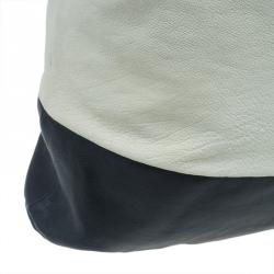 Pre Owned Celine White And Black Leather Oversized Folded Tote
