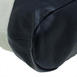 Pre Owned Celine White And Black Leather Oversized Folded Tote