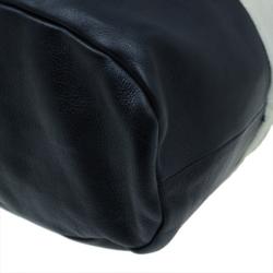 Pre Owned Celine White And Black Leather Oversized Folded Tote