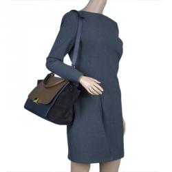 Pre Owned Celine Tri Color Leather Small Trapeze Bag