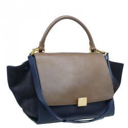 Pre Owned Celine Tri Color Leather Small Trapeze Bag