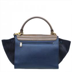 Pre Owned Celine Tri Color Leather Small Trapeze Bag