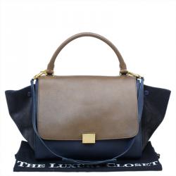 Pre Owned Celine Tri Color Leather Small Trapeze Bag