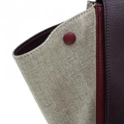 Pre Owned Celine Tri Color Leather/Canvas Medium Trapeze Bag