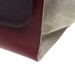 Pre Owned Celine Tri Color Leather/Canvas Medium Trapeze Bag