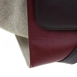 Pre Owned Celine Tri Color Leather/Canvas Medium Trapeze Bag