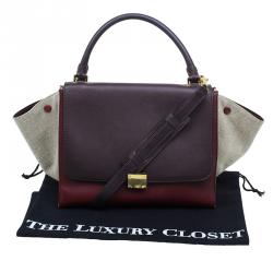 Pre Owned Celine Tri Color Leather/Canvas Medium Trapeze Bag