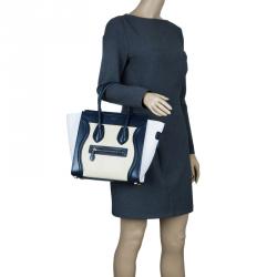 Pre Owned Celine Tri color Leather Micro Luggage Tote