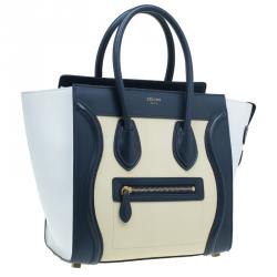 Pre Owned Celine Tri color Leather Micro Luggage Tote