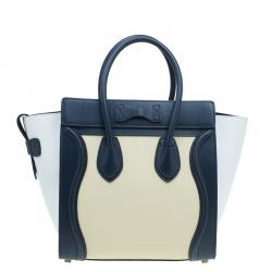 Pre Owned Celine Tri color Leather Micro Luggage Tote