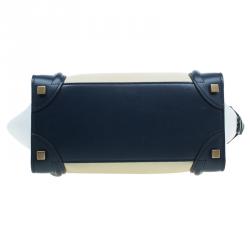 Pre Owned Celine Tri color Leather Micro Luggage Tote