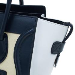 Pre Owned Celine Tri color Leather Micro Luggage Tote