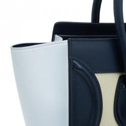 Pre Owned Celine Tri color Leather Micro Luggage Tote