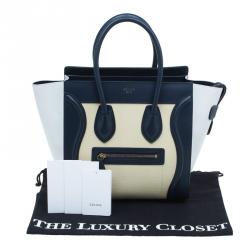 Pre Owned Celine Tri color Leather Micro Luggage Tote