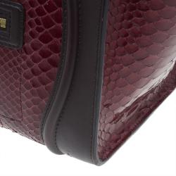 Pre Owned Celine Burgundy Python and Leather Mini Luggage Tote
