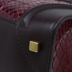 Pre Owned Celine Burgundy Python and Leather Mini Luggage Tote