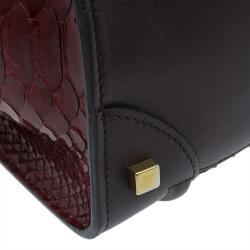 Pre Owned Celine Burgundy Python and Leather Mini Luggage Tote