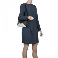 Pre Owned Celine Tricolor Leather and Suede Diamond Clutch Bag