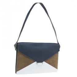 Pre Owned Celine Tricolor Leather and Suede Diamond Clutch Bag