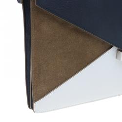 Pre Owned Celine Tricolor Leather and Suede Diamond Clutch Bag