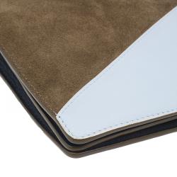 Pre Owned Celine Tricolor Leather and Suede Diamond Clutch Bag