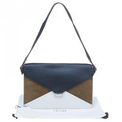 Pre Owned Celine Tricolor Leather and Suede Diamond Clutch Bag
