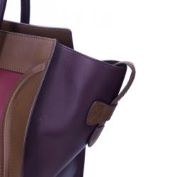 Pre Owned Celine Tricolor Calfskin Leather Mini Luggage Tote