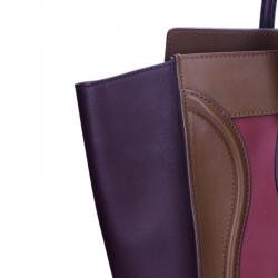 Pre Owned Celine Tricolor Calfskin Leather Mini Luggage Tote