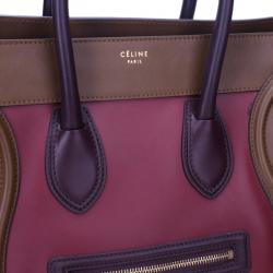 Pre Owned Celine Tricolor Calfskin Leather Mini Luggage Tote