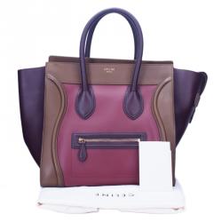 Pre Owned Celine Tricolor Calfskin Leather Mini Luggage Tote