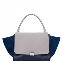 Pre Owned Celine Tricolor Leather and Suede large Trapeze Tote