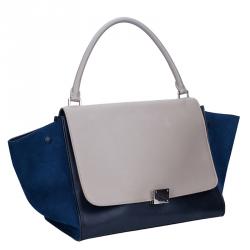 Pre Owned Celine Tricolor Leather and Suede large Trapeze Tote