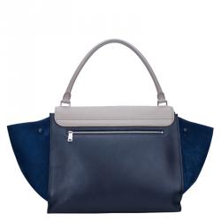 Pre Owned Celine Tricolor Leather and Suede large Trapeze Tote