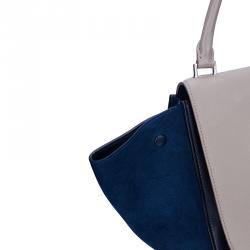 Pre Owned Celine Tricolor Leather and Suede large Trapeze Tote
